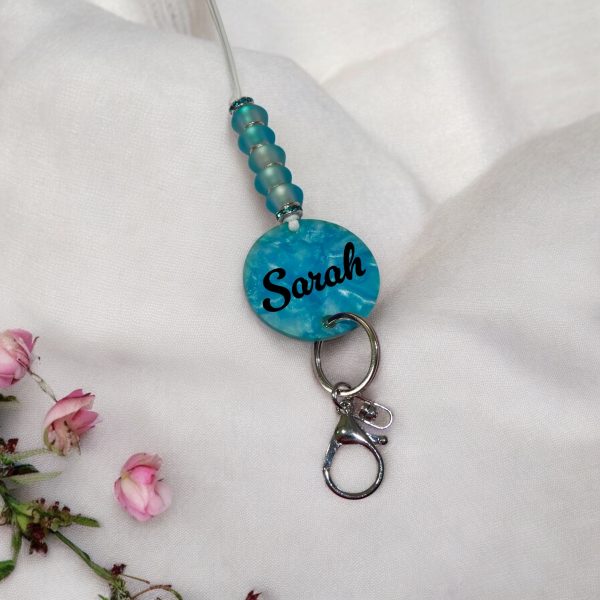 cyan crystal personalised lanyard