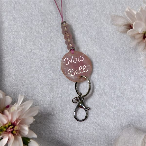 rose quartz crystal personalised lanyard